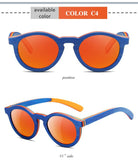 Wood Sunglasses Children Polarized Sun glasses Round Frame Girls Boys