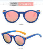 Wood Sunglasses Children Polarized Sun glasses Round Frame Girls Boys