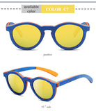 Wood Sunglasses Children Polarized Sun glasses Round Frame Girls Boys