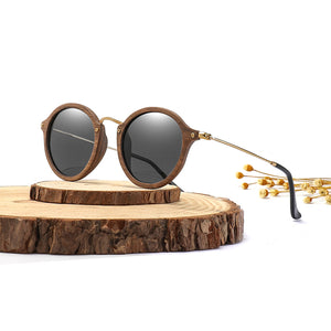 Ultralight Women  Polarized Sunglasses Wooden Round Frame